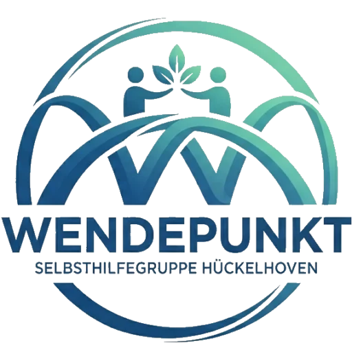 Stilisiertes Logo der Selbsthilfegruppe Wendepunkt Hückelhoven – Zwei helfende Hände, die sich unterstützen und ein neues Pflanzengrün halten.